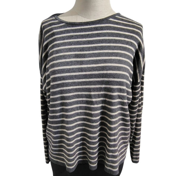 Eileen Fisher Knit Long Sleeve Top Charcoal Gray Womens Size Large - Picture 2 of 5